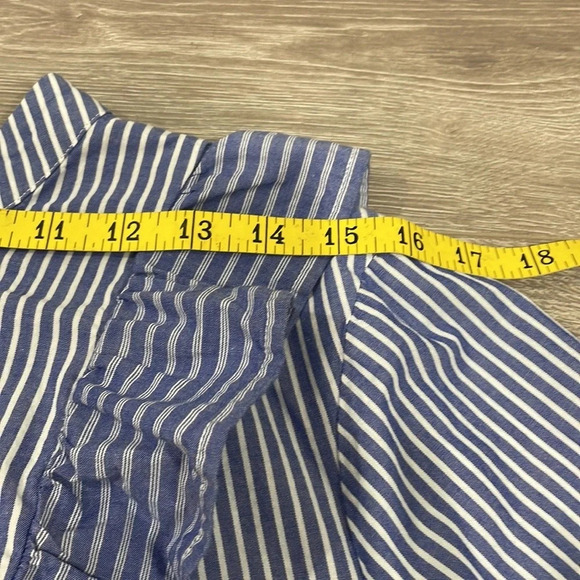 Mossimo Supply Co. ruffled striped long sleeve top blue and white L - Picture 9 of 16